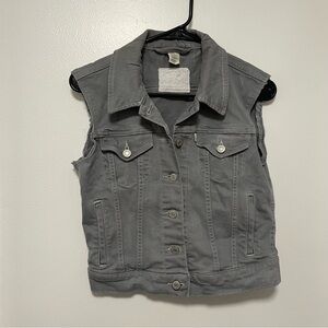 Levi's Light Grey Denim Button Down Vest MEDIUM